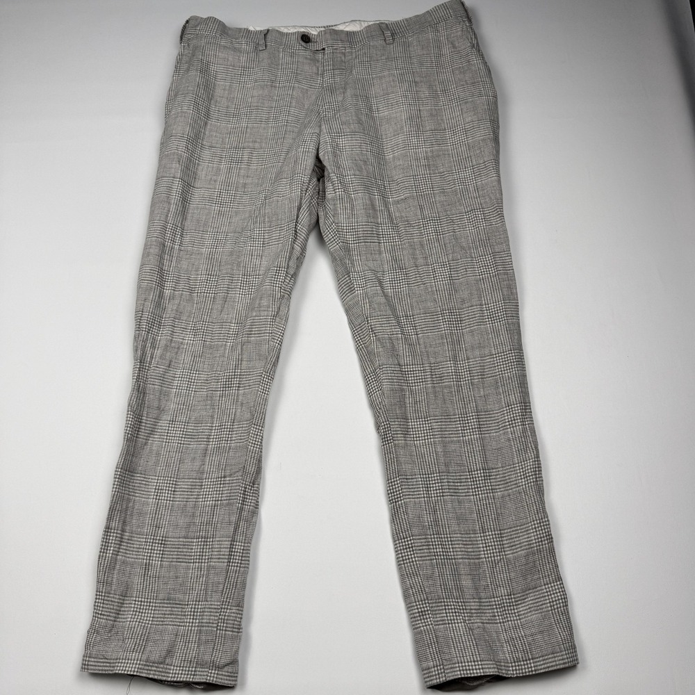 Suitsupply Dress Pants Mens 36x28 Gray Linen Plaid Brescia Int Summer Office